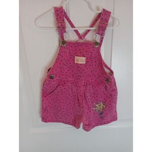 Vintage Okie Dokie Toddler/Baby Girls Pink Dot Overall Shorts Size  2T